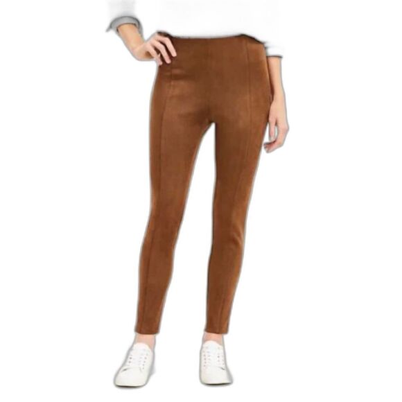LOFT Brown Faux Suede High Waisted Leggings Women's Size 12 Ankle Length - Picture 1 of 8